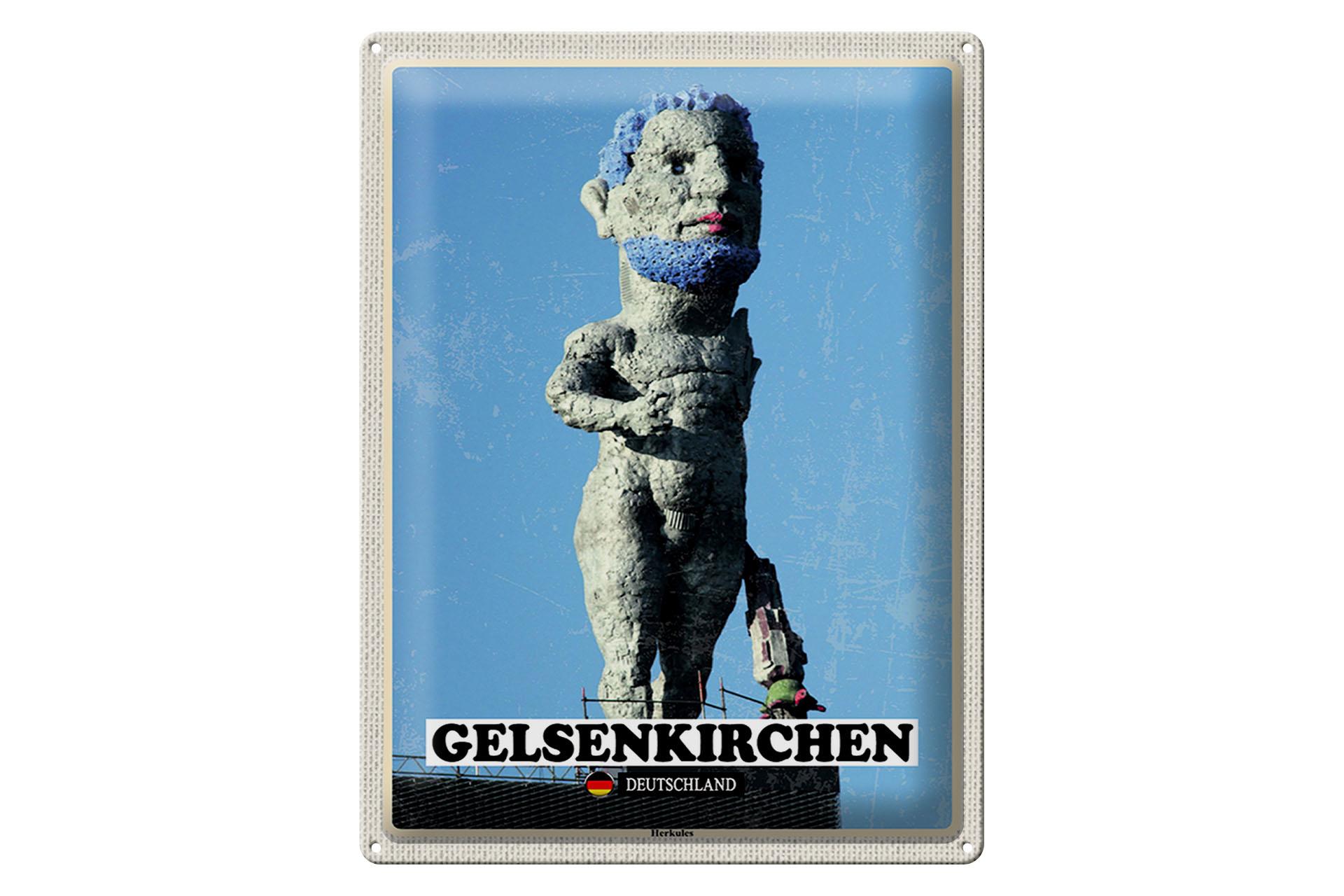 Blechschild Städte Gelsenkirchen Herkules Skulptur 30x40 cm