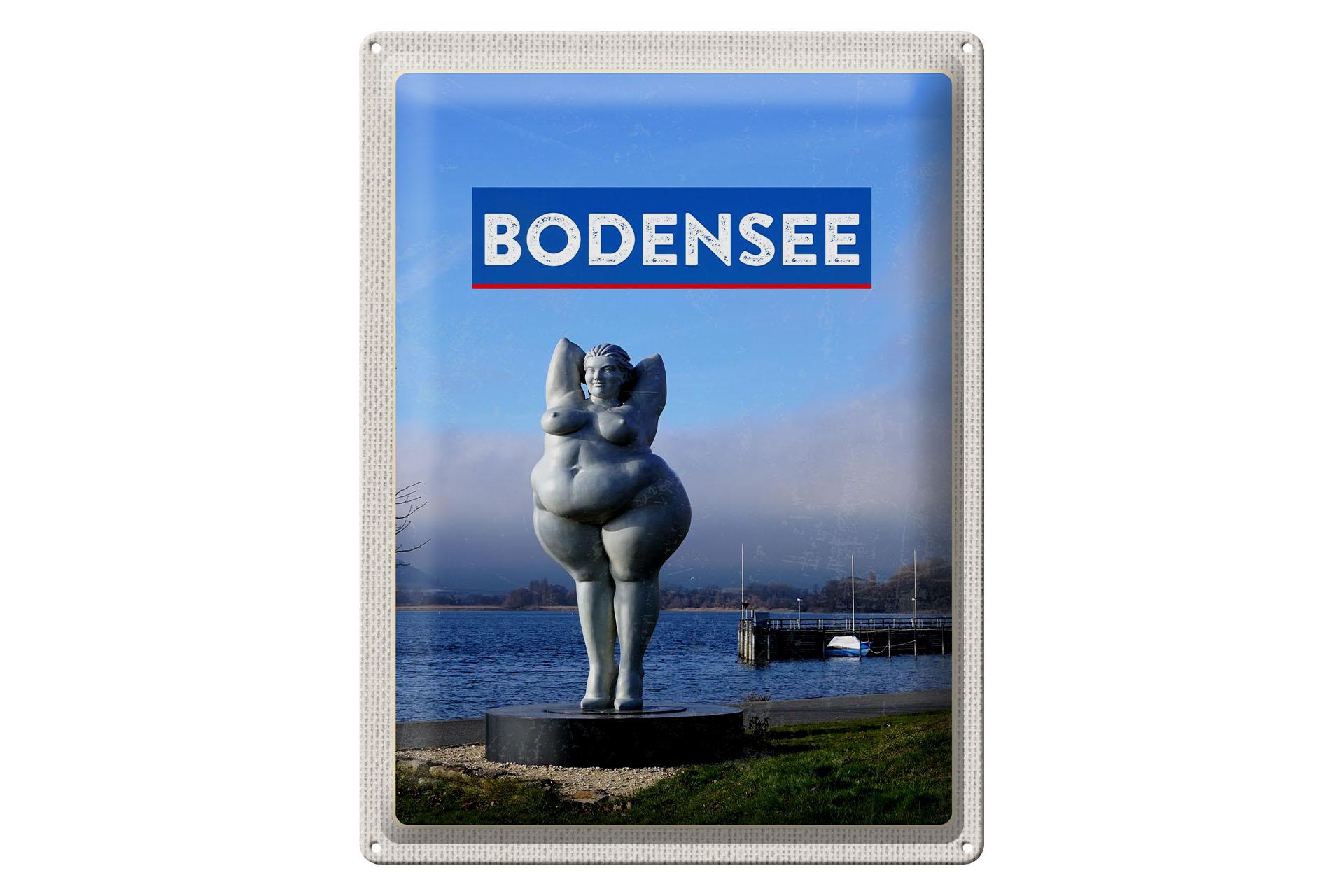 Blechschild Reise 30x40 cm Bodensee Deutschland Skulptur Ufer