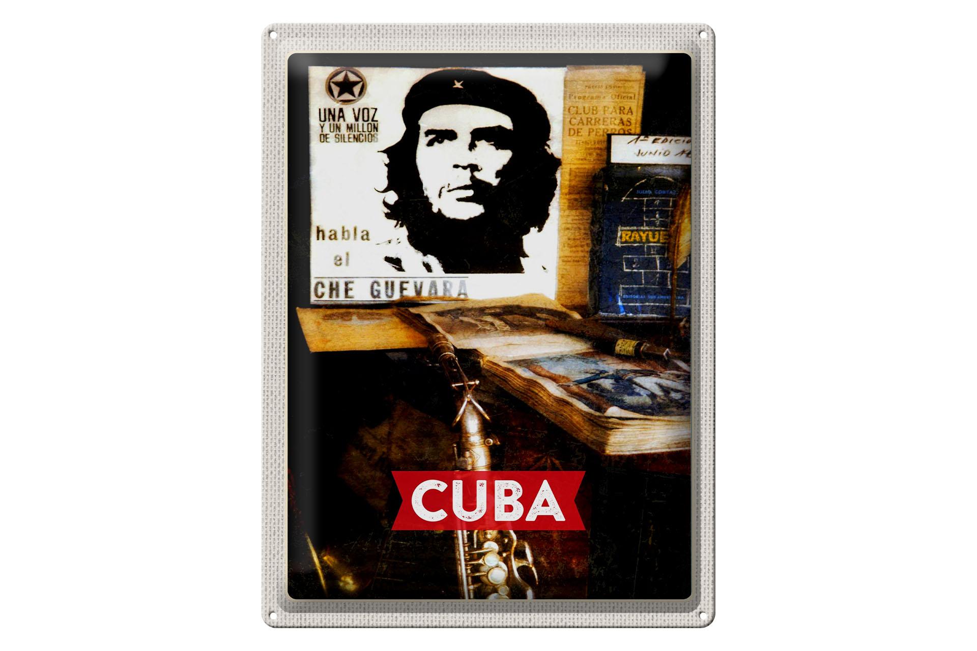 Blechschild Reise 30x40 cm Cuba Karibik Che Guevara Demokratie