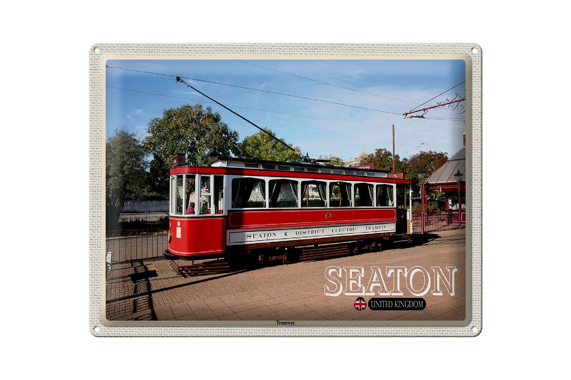Blechschild Städte Seaton Tramway UK England 40x30 cm Deko Schild