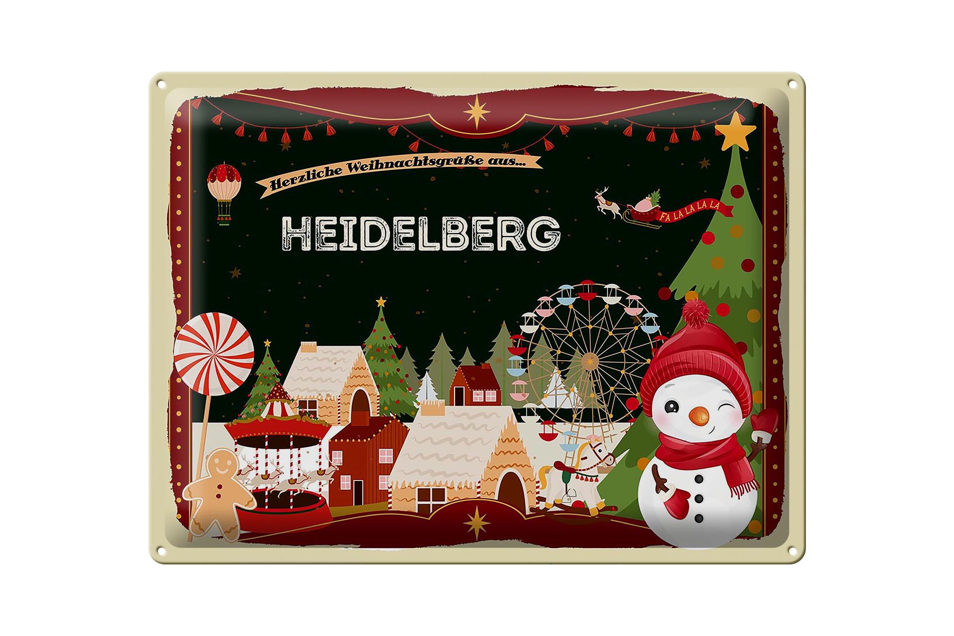 Blechschild Weihnachten Grüße HEIDELBERG Geschenk Deko Schild  40x30 cm