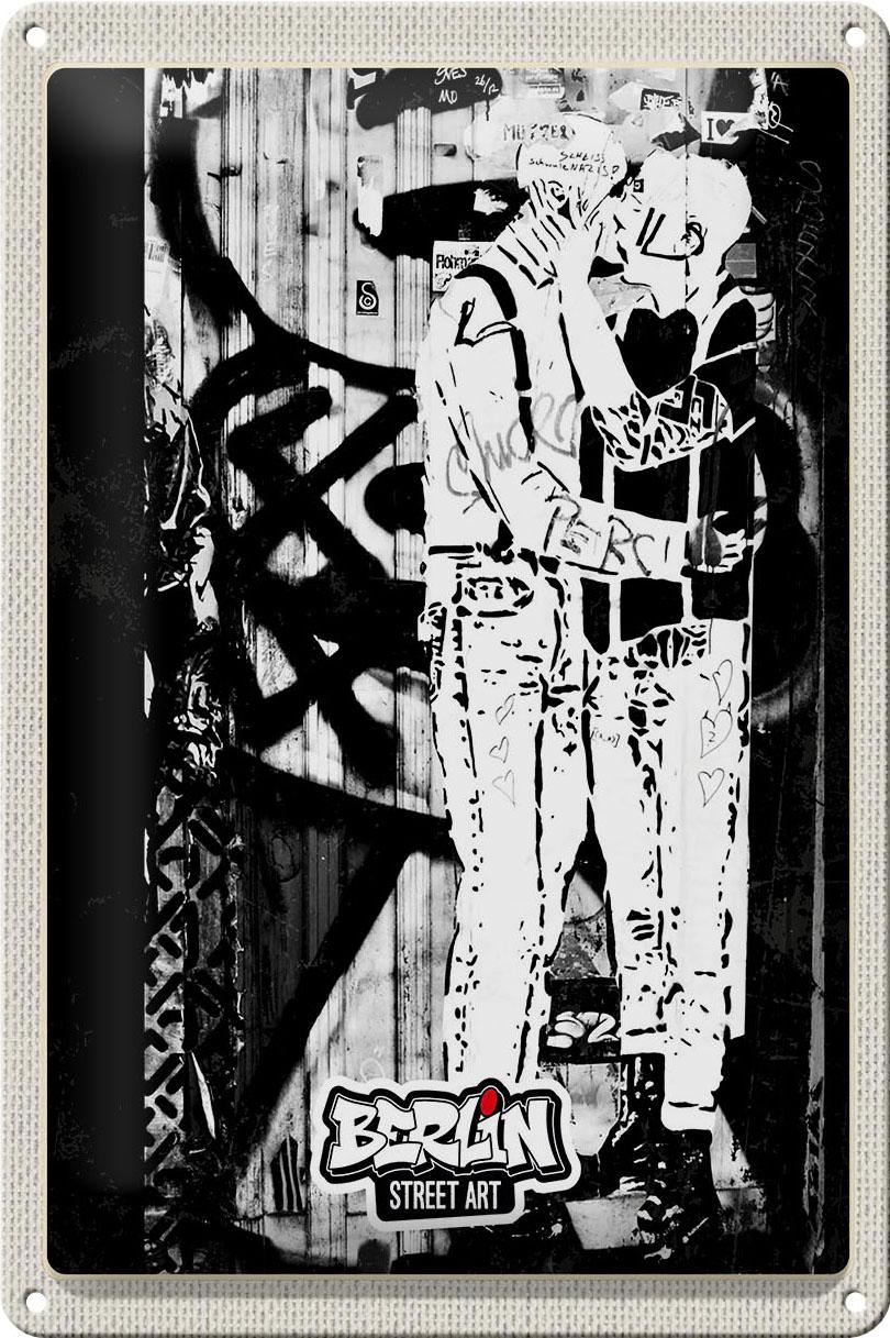 Blechschild Reise 20x30 cm Berlin Deutschland Geschlecht Graffiti Schild tin sign