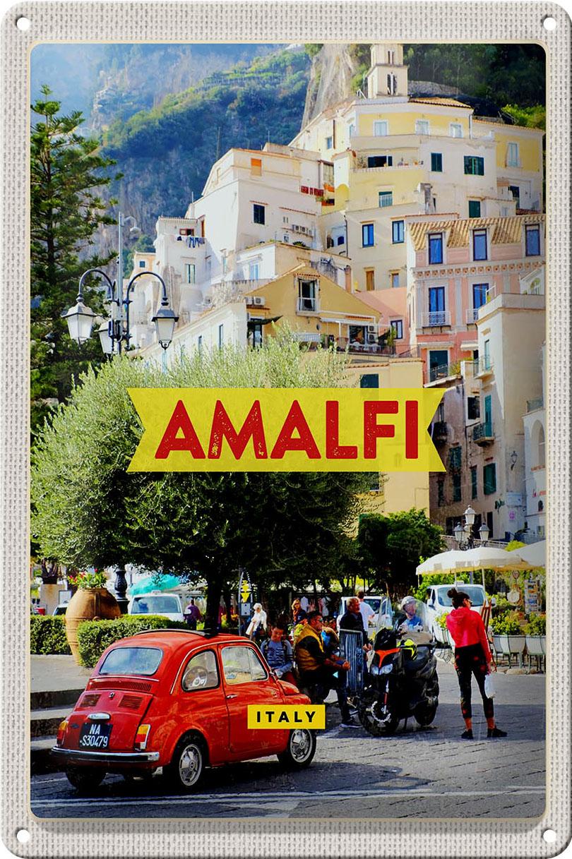 Blechschild Reise 20x30cm Amalfi Italy Urlaub Ferien Metall Deko Schild tin sign
