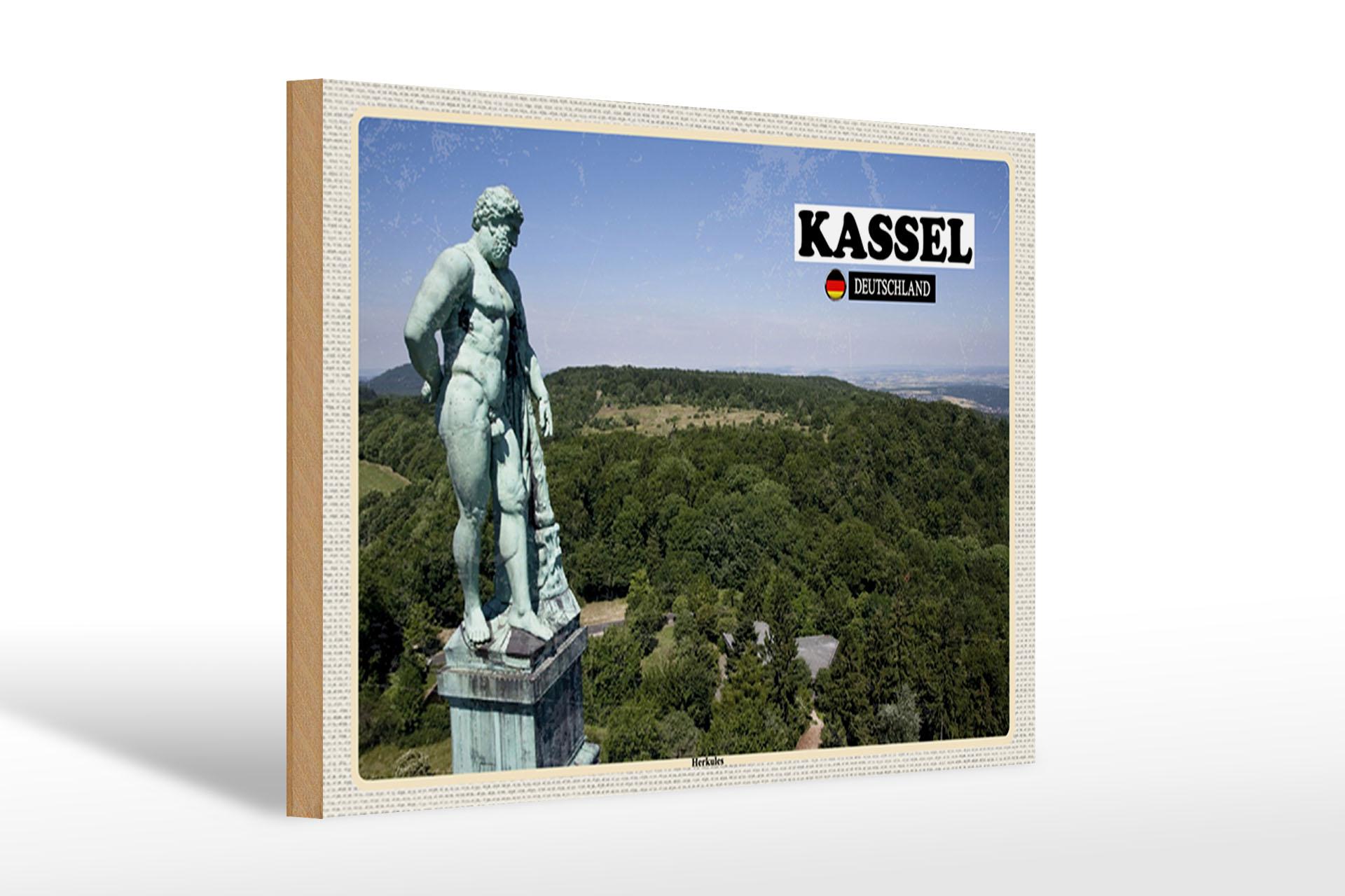 Holzschild Städte Kassel Herkules Skulptur Deko 30x20 cm Schild