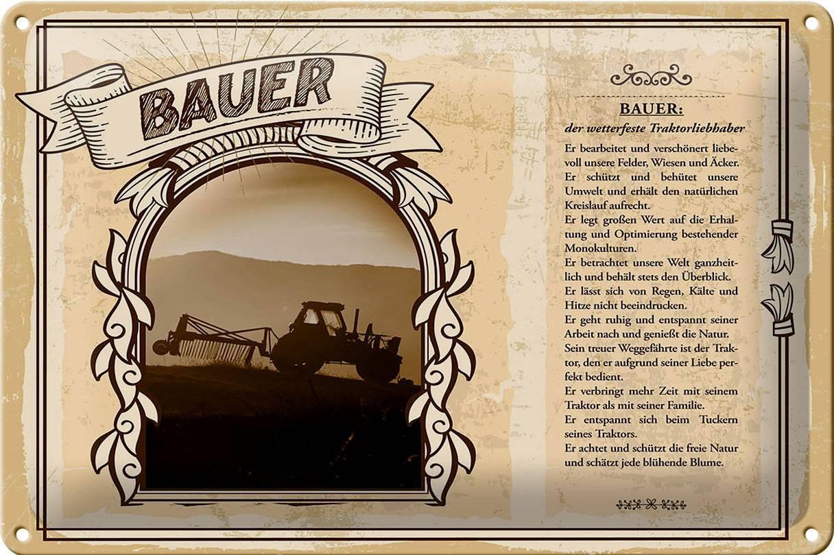 Blechschild Berufe 30x20 cm Bauer wetterfest Traktorliebhaber Schild tin sign