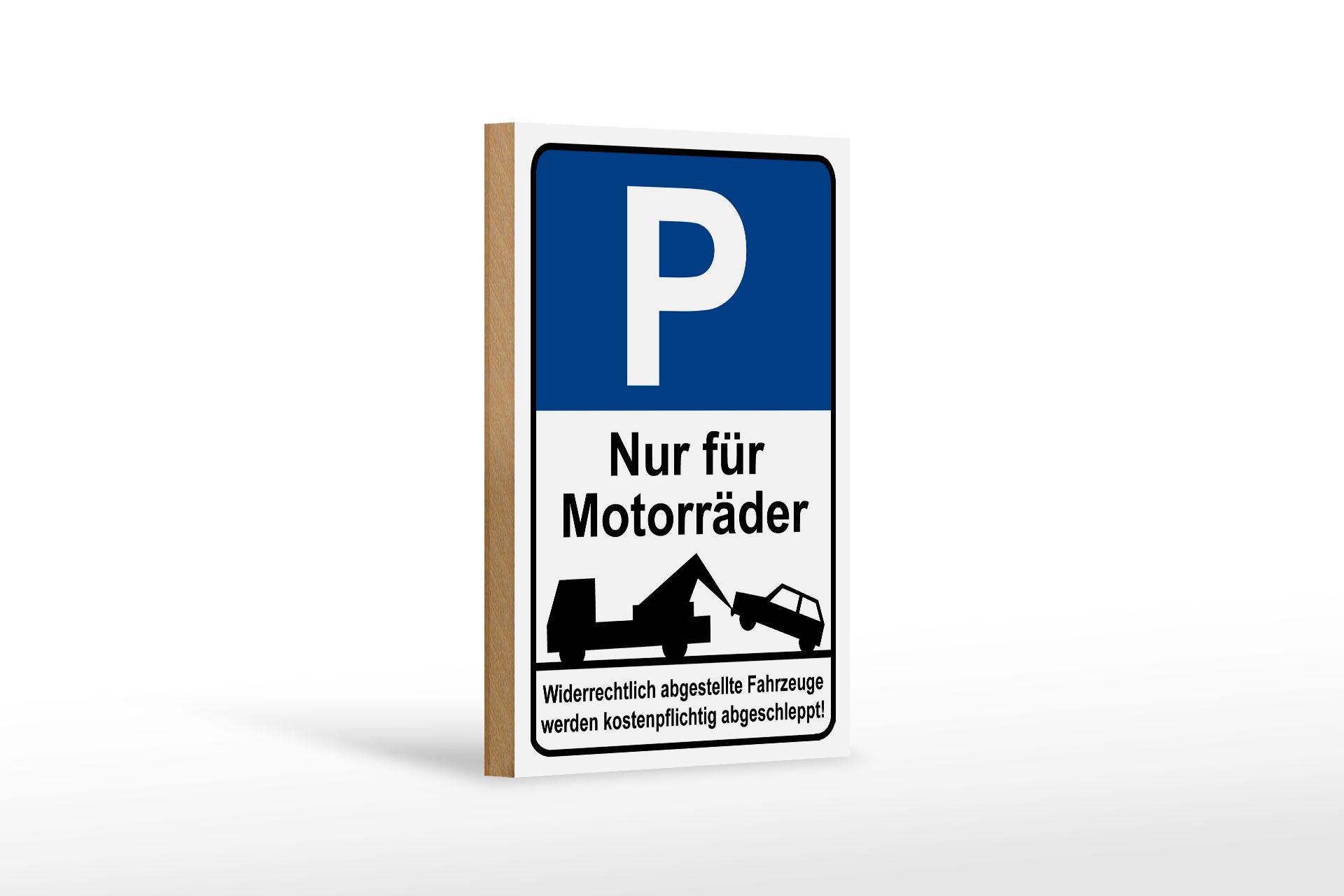 Holzschild Hinweis 12x18 cm Parkschild Nur für Motorräder Schild wooden sign