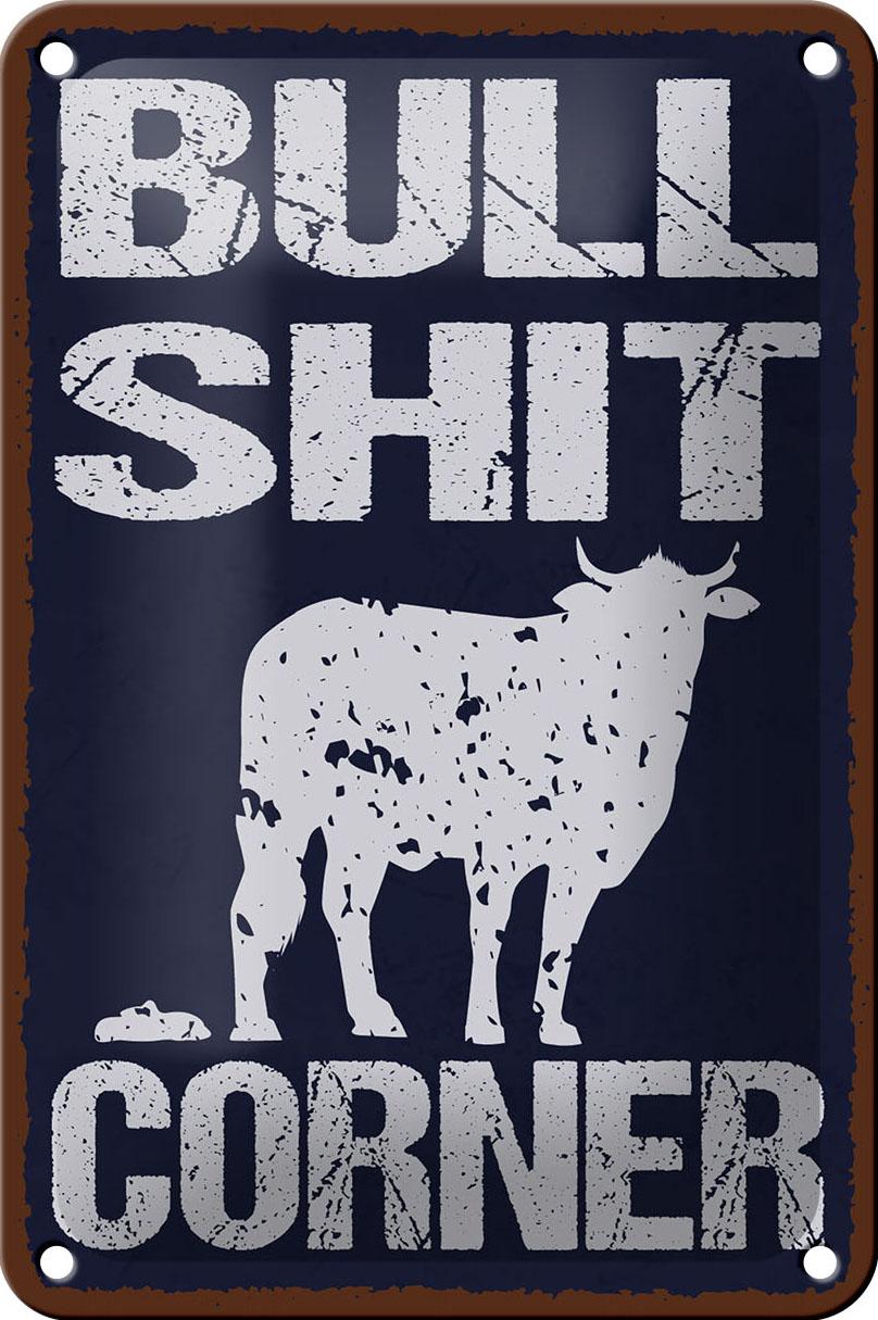 Blechschild Spruch 12x18 cm Bullshit Corner lustig Metall Deko Schild tin sign